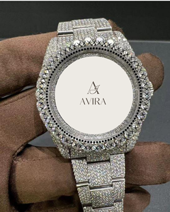 Montre en Moissanite de Qualité Supérieure pour Usage Quotidien Intensif, Bracelet Diamanté sur Cadran Blanc, Montres à Quartz en Stock Prêt à l'emploi - Product Image 1