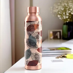 Botella de Agua de Cobre Puro con Diseño de Hojas, Tapa Hermética, Recipiente para Beber de Cobre sin Juntas - Product Image 1