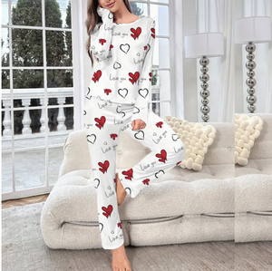 Ensemble de pyjamas en jersey imprimé en coton pour femmes Costume de nuit à col tricoté pour femmes Lot de 2 vêtements de nuit d'été avec motif imprimé unique - Product Image 2