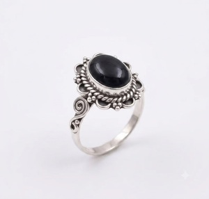 Wholesale 925 Sterling Silver Black Onyx <b>Ring</b> Handmade Natural Gemstone Minimalist Bohemian Style Custom Size <b>Statement</b> <b>Ring</b> - Product Image 1