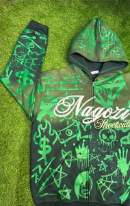 Latest Design Men <b>Overall</b> Screen Print Hoodies Bulk Quantity Rhinestone Streetwear Zip Up Hoodie for Men - Product Image 2