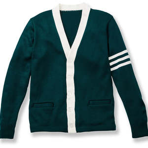 Cardigan en tricot rayé pour filles, collection Printemps-Automne 2026, fin, élégant et polyvalent, en coton, avec broderie appliquée - Product Image 1