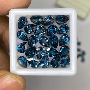 Lot de pierres précieuses naturelles en topaze bleue de Londres facettées, forme poire, de 6x4mm à 10x12mm, pour la création de bijoux - Product Image 1