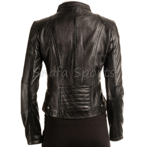 Women Elegant Leather Crop <b>Jacket</b> <b>Short</b> Slim Fit Biker Coat Premium Fashion Outerwear for Winter Casual and Party Wear - Product Image 4