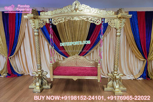 Jhula de madera espiral de estilo sri lankés para bodas, escenario vibrante para Sangeet y Mehndi, Jhula nupcial de moda - Product Image 5