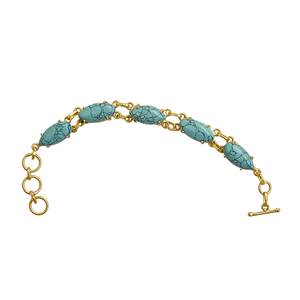 Wholesale Recycled Brass Turquoise Bracelet - 18K Gold Plated Artisan Gemstone Jewelry Manufacturer Classic Style Unisex Jewelry - Product Image 1
