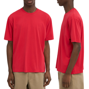 Camiseta de Manga Corta para Hombre, Cuello Redondo, Color Rojo, Corte Regular, Algodón Jersey, Diseño Liso Informal - Product Image 1