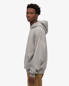 Sweat-shirt à capuche surdimensionné pour homme, gris chiné, en coton French Terry, coupe décontractée, pour l'automne - Product Image 2
