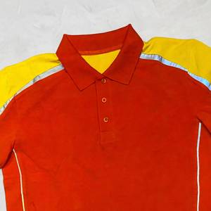 Polo de Trabajo Personalizado de Alta Calidad para Hombre, con Logotipo Personalizado, Diseño de Bloques de Color Rojo y Amarillo, con Cinta Reflectante, Uniforme de Trabajo - Product Image 5
