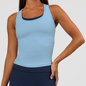 Camiseta sin mangas de verano para mujer, de alta calidad, transpirable, de secado rápido, lisa, informal, deportiva, para yoga, gimnasio, talla grande, ligera - Product Image 1