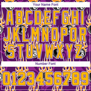 เสื้อฮู้ดดี้ปักลาย 3 มิติ สีม่วง ทอง ขาว ลายบิลเลียดสนุกเกอร์ 8 ลูก พร้อมลายเปลวไฟ Hotrod - Product Image 3