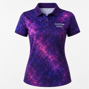 Polo Personalizado para Mujer, Diseño Galaxia Nebulosa Púrpura, Secado Rápido, Transpirable, Manga Corta, Uniforme Deportivo para Golf, Tenis, Equipo, WPS-0754 - Product Image 1