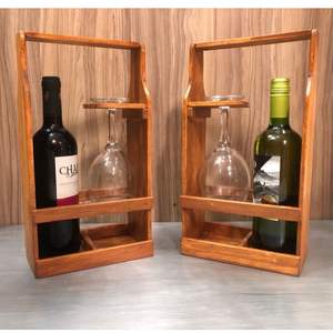 Porte-vin en bois artisanal avec finition naturelle, idéal pour les amateurs de vin, les bars à domicile et les comptoirs de cuisine - Product Image 6