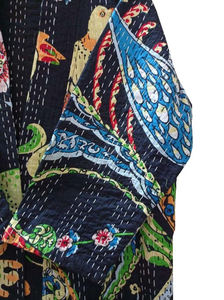 Bata Kimono con Estampado de Dibujos Animados para Mujer, 100% Algodón, Suave y Transpirable, Camisón de Verano Hecho a Mano, Cuello en V, Cintura Elástica, Largo Completo - Product Image 4