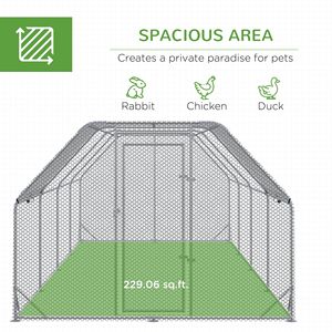 Grand poulailler métallique plat avec couverture imperméable anti-UV, enclos extérieur pour poules - Product Image 4