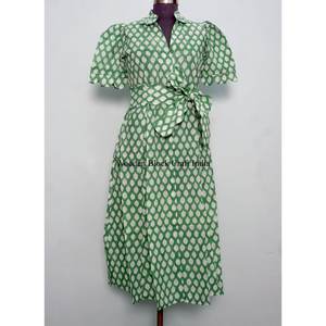 Robe d'été décontractée en coton pour femme, robe de fête évasée à fleurs avec ceinture décorative, impression numérique pour occasions décontractées et formelles - Product Image 1