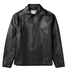Men's Genuine Leather Shirt <b>Jacket</b> with Buckle Straps Premium Black <b>Gothic</b> Leather Overshirt OEM & ODM Manufacturer - Product Image 1
