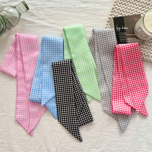 Juego de 6 Pañuelos de Seda Satinada con Diseño a Cuadros para Mujer, Accesorios para Asas de Bolsos, Pañuelos para el Cabello, Cintas para la Cabeza, Lazos - Product Image 1