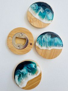 Posavasos Decorativos de Madera y Resina para Interiores Modernos, Juego de Posavasos Hechos a Mano, Diseño Cuadrado Moderno, Posavasos Naturales - Product Image 4