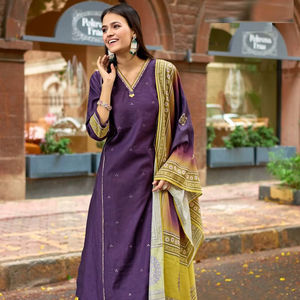 Barline Viscose Thread & Handwork <b>Kurti</b> with Vatican Bottom Barline Viscose Dupatta Pure chanderi Print - Product Image 1
