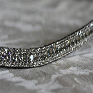 Banda de cuero de alta calidad para cejas de caballo, con bermudas azul y aqua, cristal transparente, 5 filas, banda para cejas de lujo, fabricante al por mayor - Product Image 3