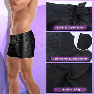 Pantalones Cortos de Cuero Transpirables de Talla Grande al por Mayor, Ropa Urbana de Moda, Pantalones Cortos de Cuero de Primera Calidad para Hombre - Product Image 5