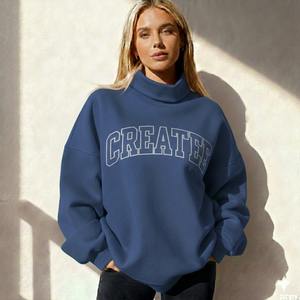 Sudadera de cuello alto transpirable de moda urbana para mujer, personalizable, de manga larga, bordada, ideal para invierno - Product Image 4