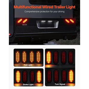 ไฟท้าย LED กันน้ำ 12V รูปวงรี 4 ชิ้น ชุดไฟเบรก ไฟเลี้ยว สำหรับเรือและรถลากจูง - Product Image 2