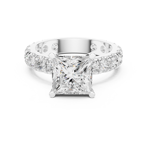 Anillo de compromiso y aniversario Aries Jewel Classic Pave Band con diamante de laboratorio de corte princesa de 3 CT E VS en oro macizo de 14K - Product Image 6