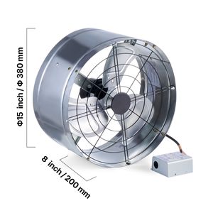Ventilatore da Soffitta a Montaggio a Gable da 15 Pollici con Termostato Regolabile e Griglia Esterna, 1300 CFM, per Raffreddare Ambienti fino a 185 m³ - Product Image 4