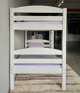 Lit superposé blanc minimaliste personnalisable, meubles de chambre à coucher en bois sur mesure pour enfants - Product Image 4