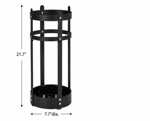 Modern <b>Black</b> Metal Freestanding Umbrella Stand with 12-Capacity <b>All</b>-<b>in</b>-<b>One</b> Art Design Indoor Drip Tray Holder - Product Image 2