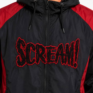 Scream Hooded Track <b>Jacket</b> And Shorts Set <b>Men</b> Red Black Color Blocking Sporty Style Quick Dry Polyester Spring Wear - Product Image 6