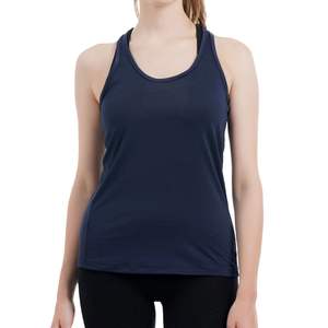 Camiseta Deportiva Personalizada para Mujer, Color Azul Oscuro, Estilo Racerback, Sin Mangas, para Gimnasio, Fitness, Running, Yoga, Transpirable, de Secado Rápido y Elástica - Product Image 1