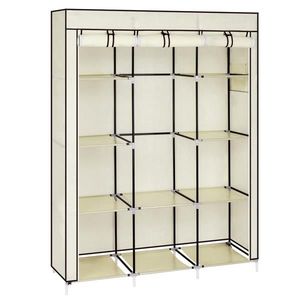 Armadio Portatile Beige da 170 cm con Spazio Extra, Organizzatore Guardaroba con 10 Ripiani, Montaggio Rapido e Semplice, Materiale Plastico Resistente - Product Image 6