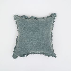 Handworked Edges and Fringe Stonewashed Linen 22X22 <b>Throw</b> <b>Pillow</b> Decorative & Stylish - Product Image 2