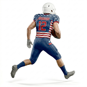 American Flag Printed Football Uniform Premium Quality Moisture Wicking V Shaped Neck Jersey with Protective Pads at Wholesale - Product Image 3