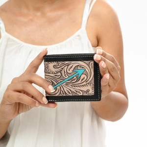 Best Seller Handmade Cowboy Genuine Leather Floral Hand Tooled Western Men's <b>Wallet</b> With Hand Carved Latest Men Luxury <b>Wallet</b> - Product Image 5