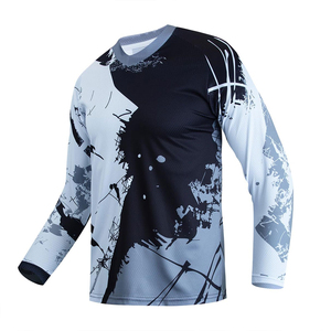 Custom Printed Digital Print Full Sleeve Motocross Jersey Men Black White % Polyester Waterproof Quick Dry Racing Shirt Adult - Product Image 1