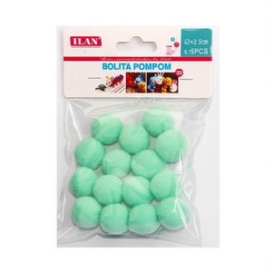 Boule de pompon Ilan 2,5 cm 15 pièces bleu clair pour décoration artisanale - Product Image 1
