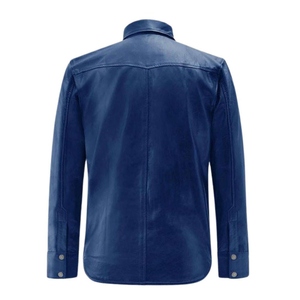 Factory Made Slim Fit Leather <b>Shirt</b> <b>For</b> <b>Men</b>’s <b>Shirts</b> Casual Street Wear Breathable Genuine Leather Custom OEM Design - Product Image 4