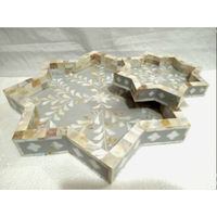 Plateau de luxe moderne personnalisé de haute qualité, fait main, écologique, résistant au lave-vaisselle, motif croissant de lune étoilé en nacre, pour l'Aïd du Ramadan