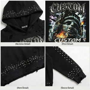 ผู้ผลิตเสื้อฮู้ดดี้ผู้ชายแบบสั่งทำ เสื้อผ้าสตรีทแวร์ผ้าฝ้ายทรงโอเวอร์ไซส์ลำลอง ไหล่ตก ทรงหลวม เสื้อฮู้ดดี้แบบหนา ซักย้อมสีเอซิด สำหรับผู้ชาย - Product Image 4