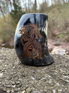 Mug à café isotherme avec couvercle anti-fuite, de qualité supérieure, en corne de buffle, Inde, mug en corne de viking. - Product Image 3