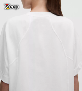 เสื้อยืดผู้หญิง XEEP แบบลำลอง น้ำหนักเบา เหมาะสำหรับออกกำลังกาย ผลิตจากผ้าโพลีเอสเตอร์/คอตตอน ทรงหลวม แขนสั้น ระบายอากาศได้ดี คอวี สีพื้น - Product Image 3