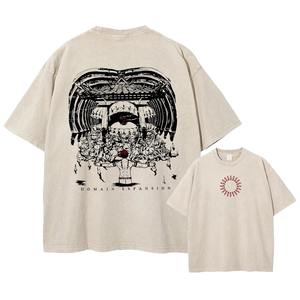 เสื้อยืดผู้ชายสไตล์วินเทจแบบย้อมสีเอซิด ขายส่ง OEM ผ้าเนื้อหนา สตรีทแวร์ ผ้าวอร์สเตด กันยับ แห้งเร็ว ทรงปกติ - Product Image 4