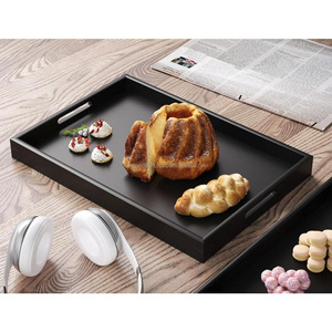 Large Black Wooden Food Serving <b>Tray</b> with Handles Custom Logo Breakfast <b>Bed</b> <b>Tray</b> Home Restaurant Hotel Catering Wholesale Design - Product Image 4