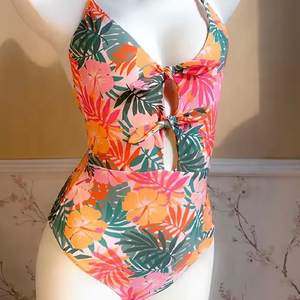 Traje de Baño Entero Sexy para Mujer, Cuello Redondo, Tejido de Punto, Suave, Ajustado, Spandex/Poliéster - Product Image 6