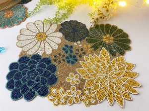 Handmade <b>Beaded</b> Embroidery Table <b>Placemats</b> Stylish Decorative Dining Mats for Modern Home Restaurant Hotel and Event Settings - Product Image 4