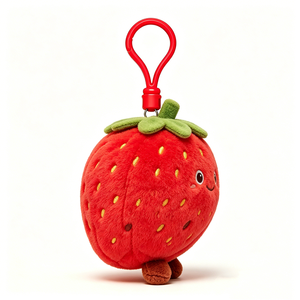 Lindo dije de fresa roja sonriente, clip de peluche kawaii para bolso, mini juguete de fresa de peluche antropomórfico - Product Image 4